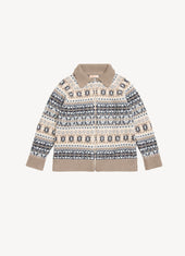 Chunky Fairisle Jacket in Dark Natural Multi