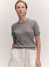 Emer Cashmere T-Shirt in Soft Grey
