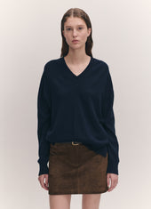 Tahra Cashmere V-Neck in Dark Navy
