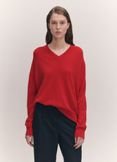 Tahra Cashmere V-Neck in Poppy Red