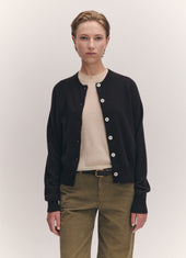 Ada Crewneck Cardigan in Dark Brown