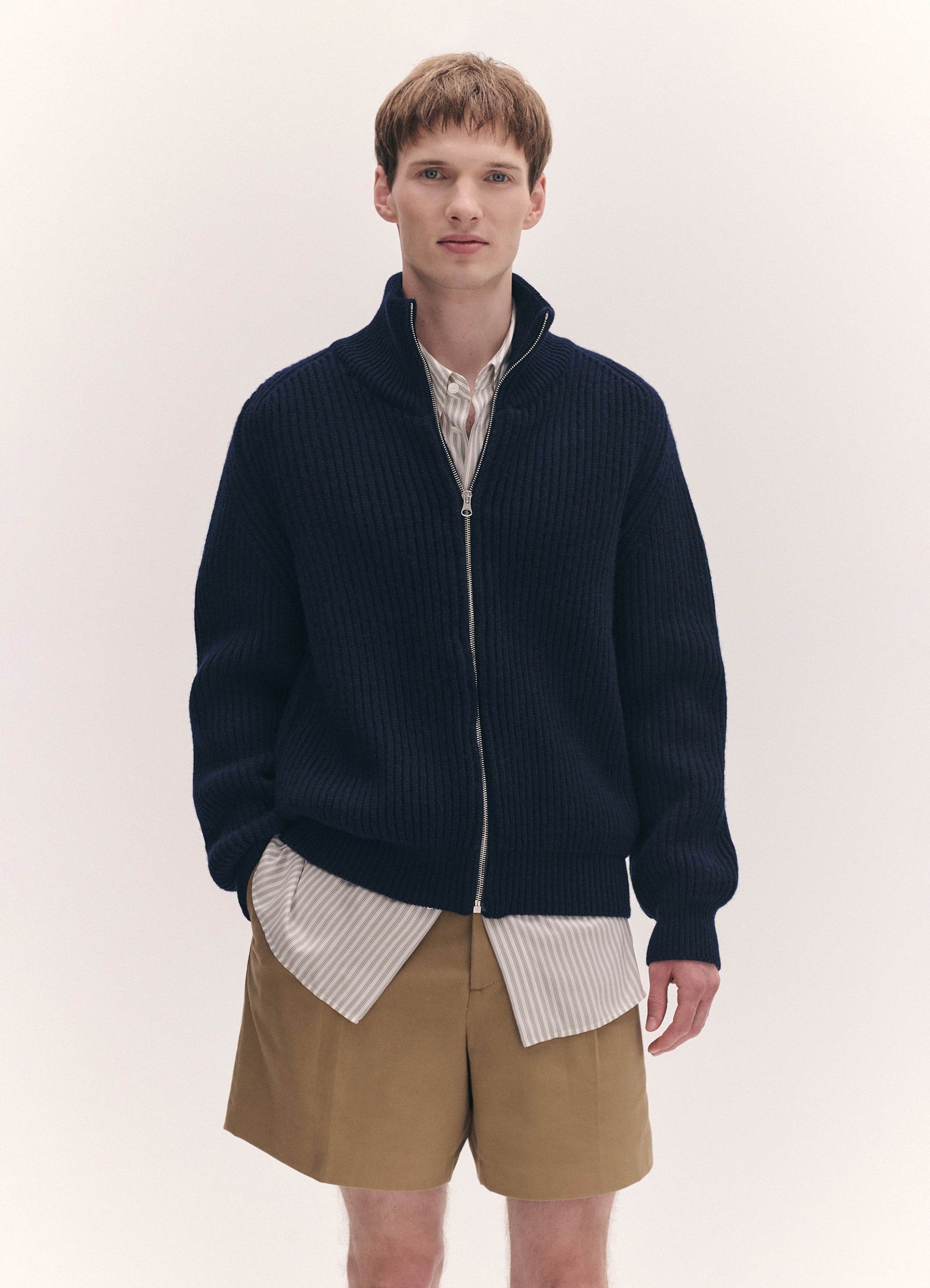 トップス GIBBYCNA RADIANT Rayered zip Parker M Mens Rea Rib Zip Jacket in Dark Navy – &Daughter