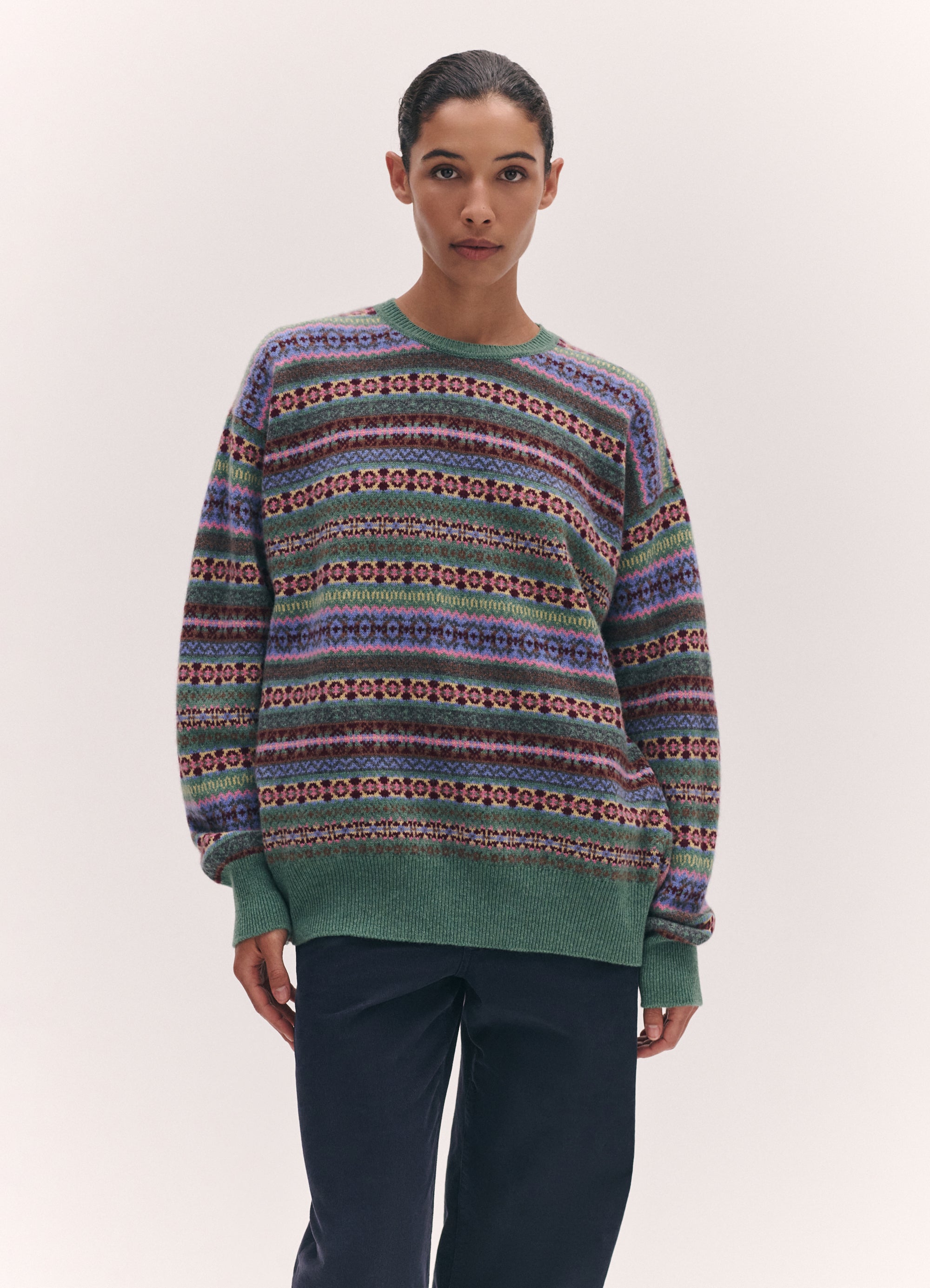 Fairisle Oversized Crewneck in Strath Multi – &Daughter