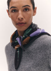 Argyle Cashmere Foulard in Dark Brown and Heather