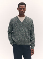 Mens Innes Slouch V-Neck in Strath and Navy Mouline