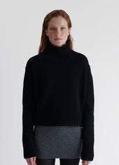 Fintra Lambswool Crop High Neck in Black