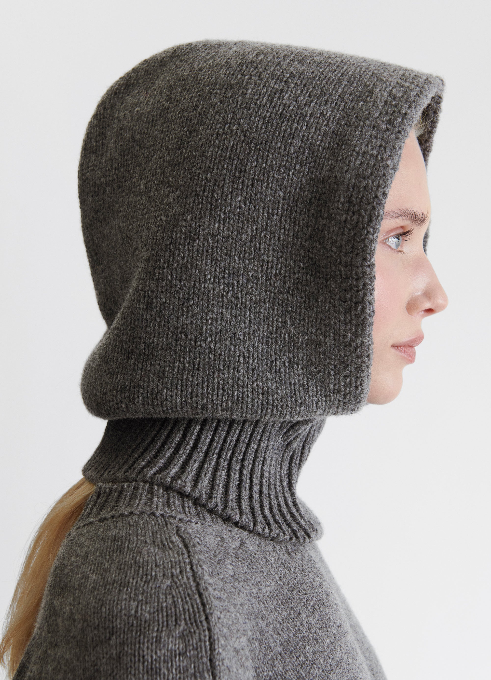 Hand Knit Geelong Hood in Derby Grey &Daughter