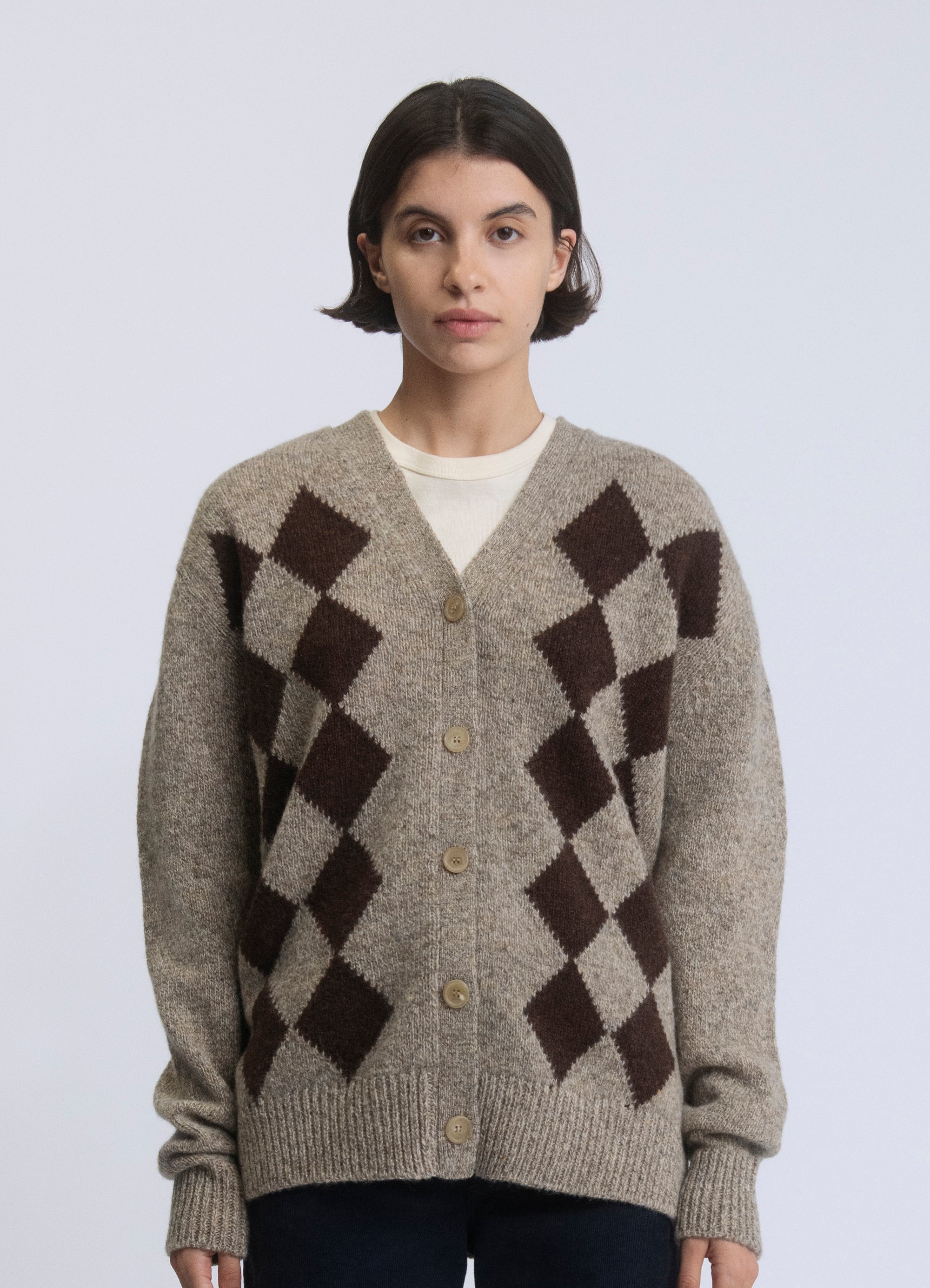 Mohair argyle cardigan