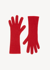 Rib Cashmere Gloves in Poppy Red