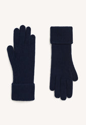 Rib Cashmere Gloves in Navy