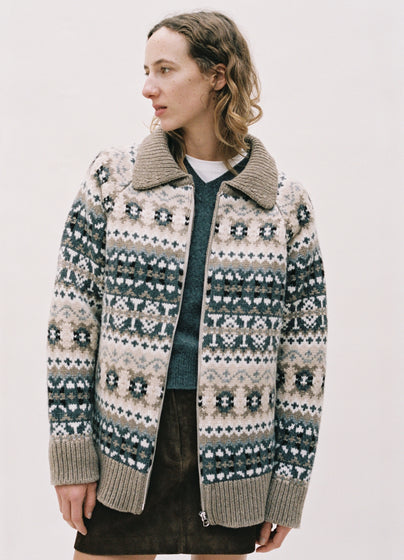 Fergus Fairisle Jacket in Dark Natural Multi