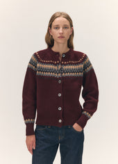 Flora Fairisle Cardigan in Port