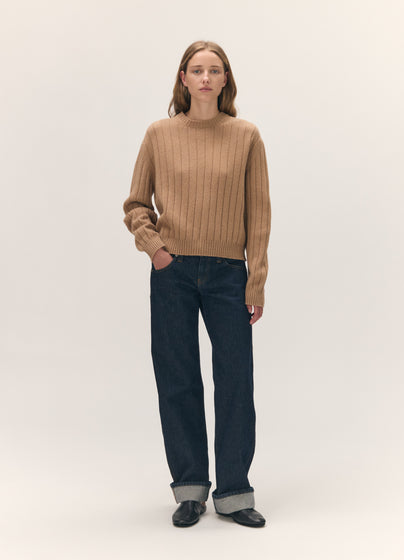 Rooney Rib Crewneck in Camel