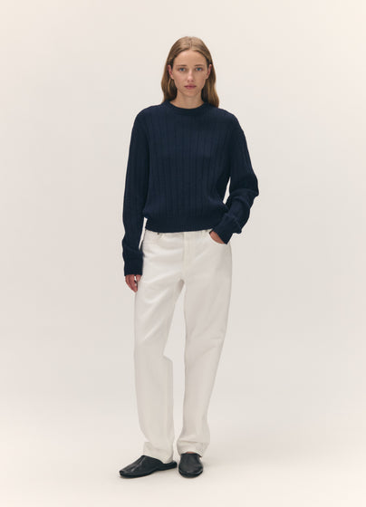 Rooney Rib Crewneck in Navy