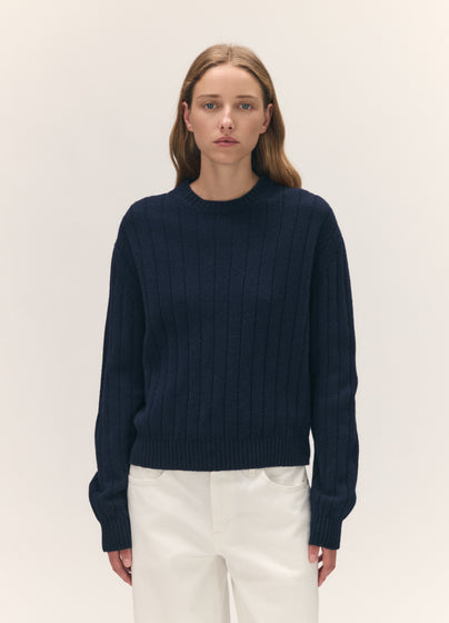 Rooney Rib Crewneck in Navy