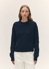 Rooney Rib Crewneck in Navy