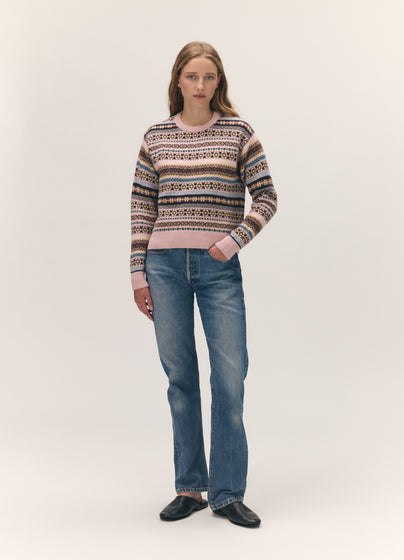 Kilda Fairisle Shrunken Crewneck in Nymph Multi