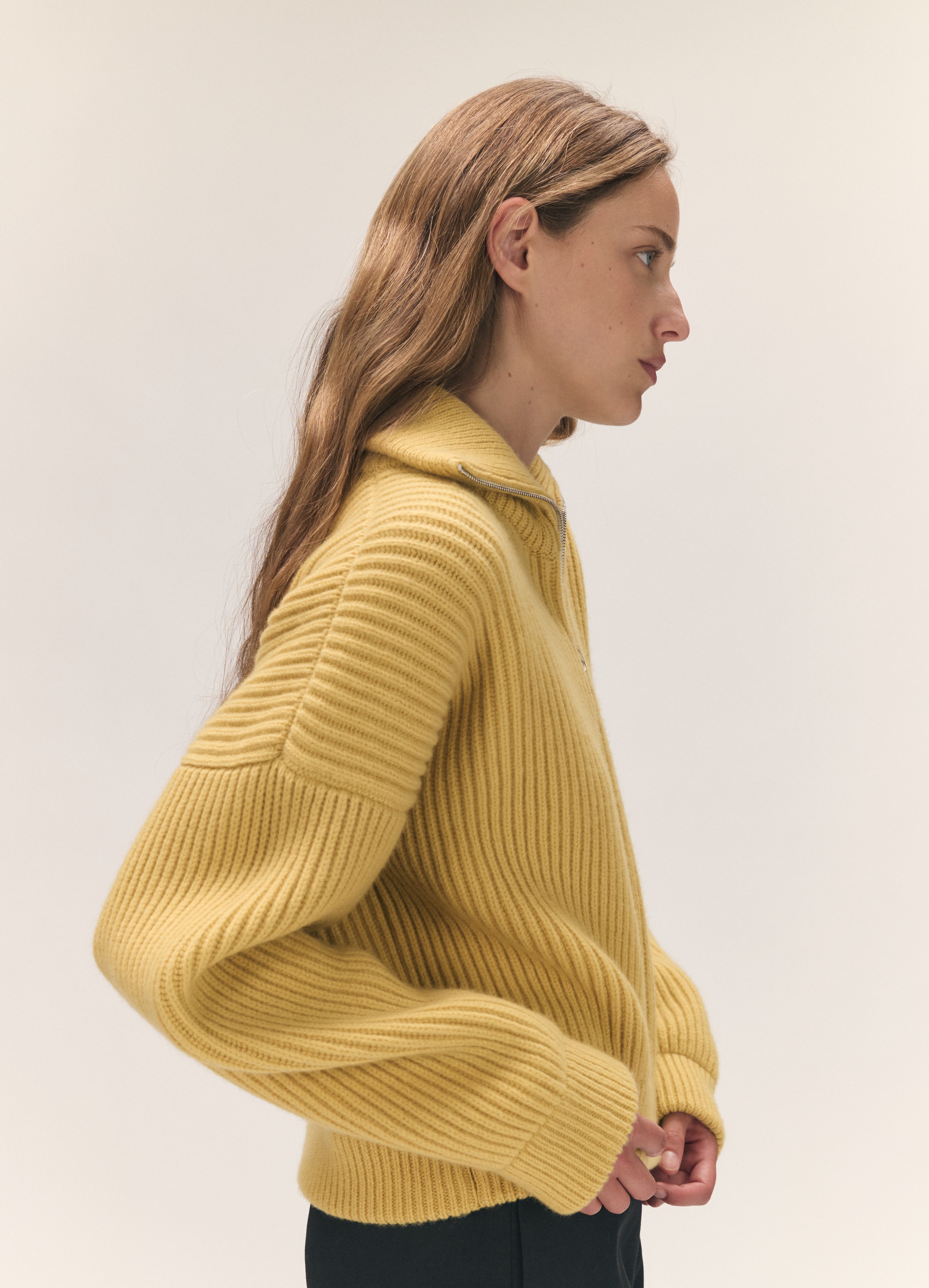 Rowan Rib Half Zip in Yellow – &Daughter