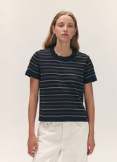 Short Sleeve Shrunken T-Knit in Midnight Stripe