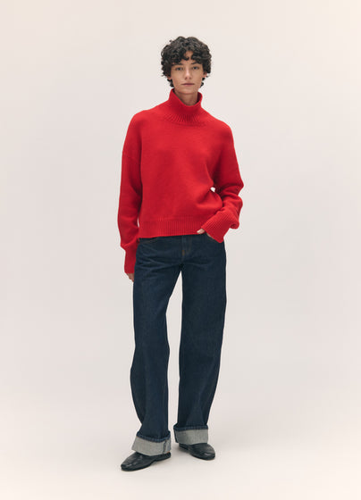 Sora Lambswool High Neck in Poppy Red