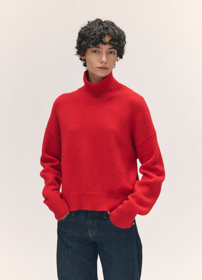 Sora Lambswool High Neck in Poppy Red