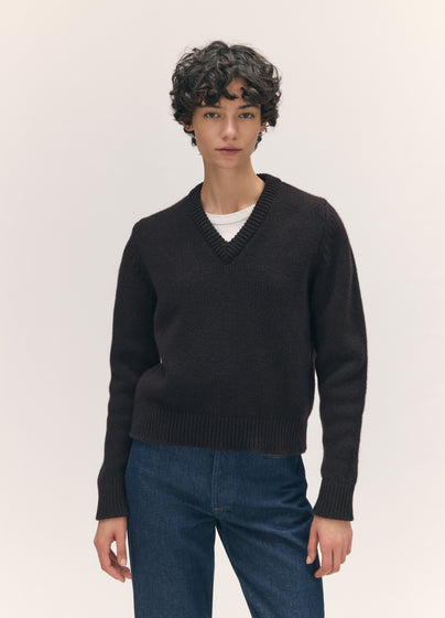 Glenn V-Neck in Dark Brown