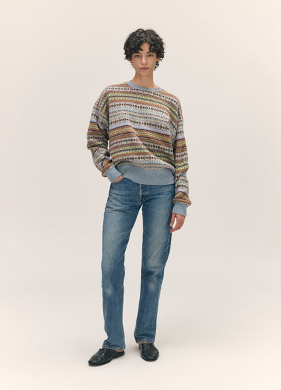 Lorne Fairisle Oversized Crewneck in Vintage Multi