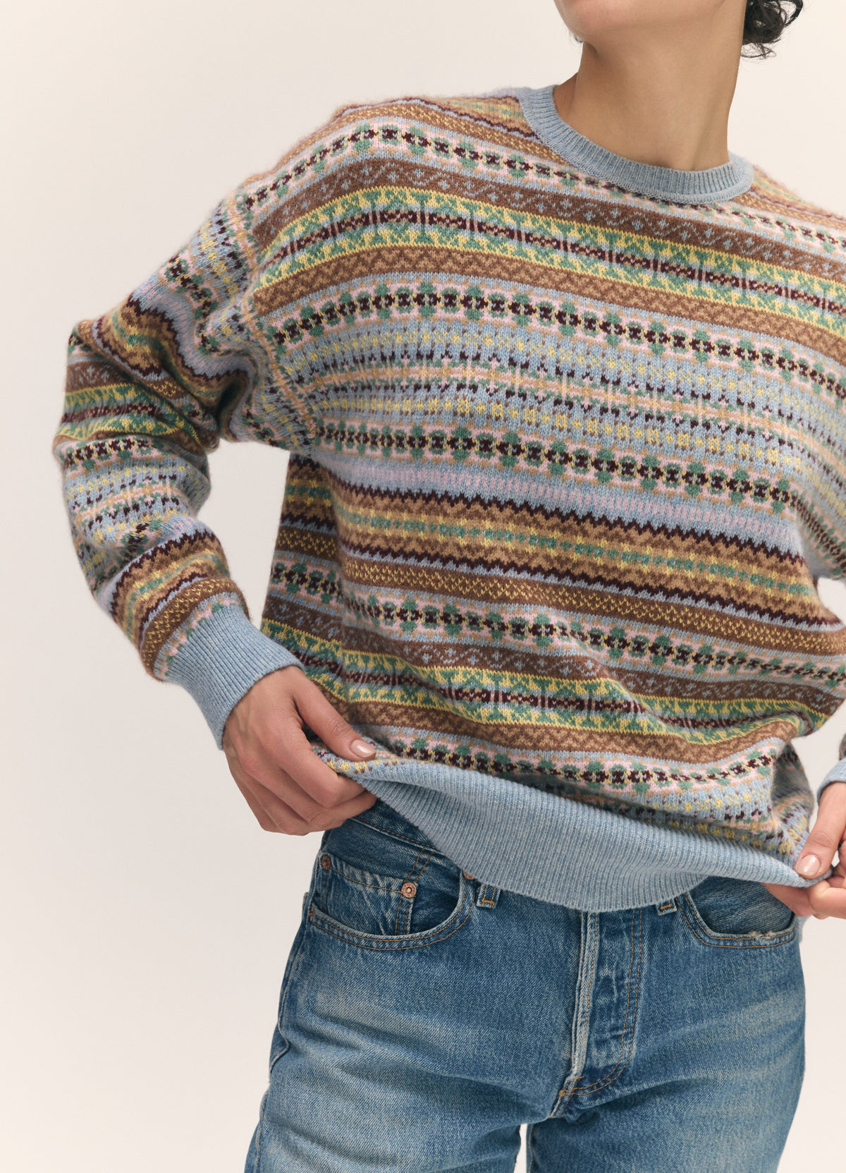 Slocuh Innes Slouch Fairisle Crewneck in Vintage Multi – &Daughter