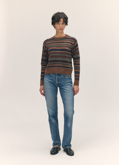 Kilda Fairisle Shrunken Crewneck in Hazelnut Multi