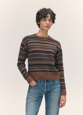 Kilda Fairisle Shrunken Crewneck in Hazelnut Multi