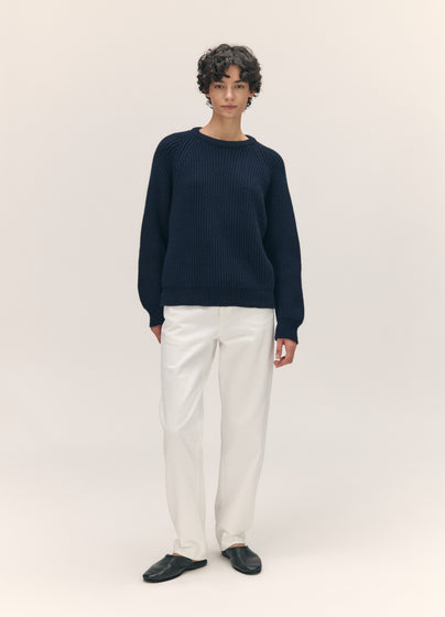 Rowan Rib Crew in Navy