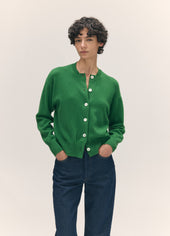 Ada Crewneck Cardigan in Pagoda Green