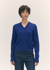 Sligo Shrunken V-Neck in Smalt Blue