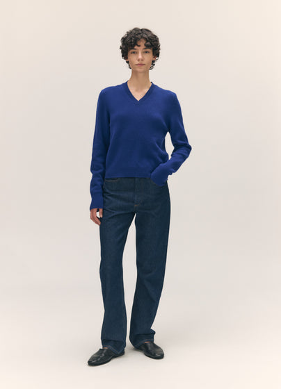 Sligo V-Neck in Smalt Blue