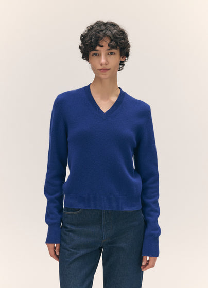 Sligo V-Neck in Smalt Blue