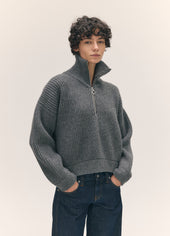 Rowan Rib Half Zip in Derby Grey