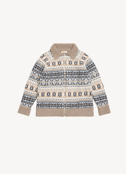 Fergus Fairisle Jacket in Dark Natural Multi