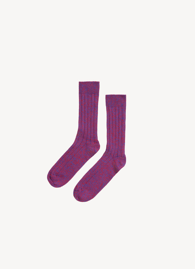 Cora Cashmere Socks in Poppy and Klein Mouline