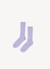 Cora Cashmere Socks in Lilac and Oatmeal Mouline