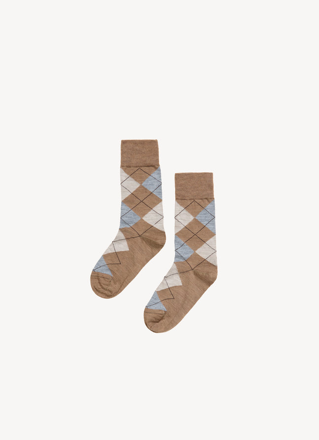 Argyle Socks in Dark Beige