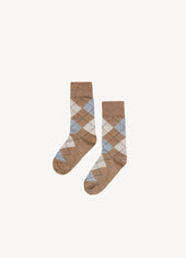Argyle Socks in Dark Beige
