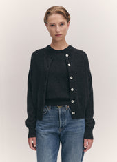 Ada Crewneck Cardigan in Charcoal