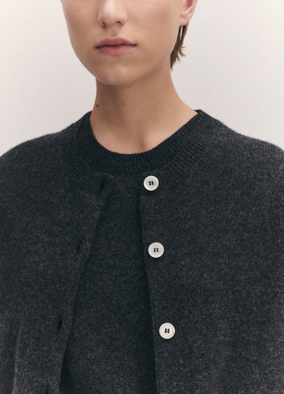 Ada Crewneck Cardigan in Charcoal