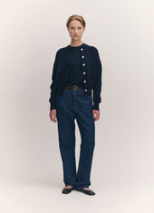 Ada Crewneck Cardigan in Navy