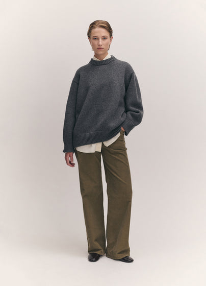 Caragh Chunky Crewneck in Derby Grey