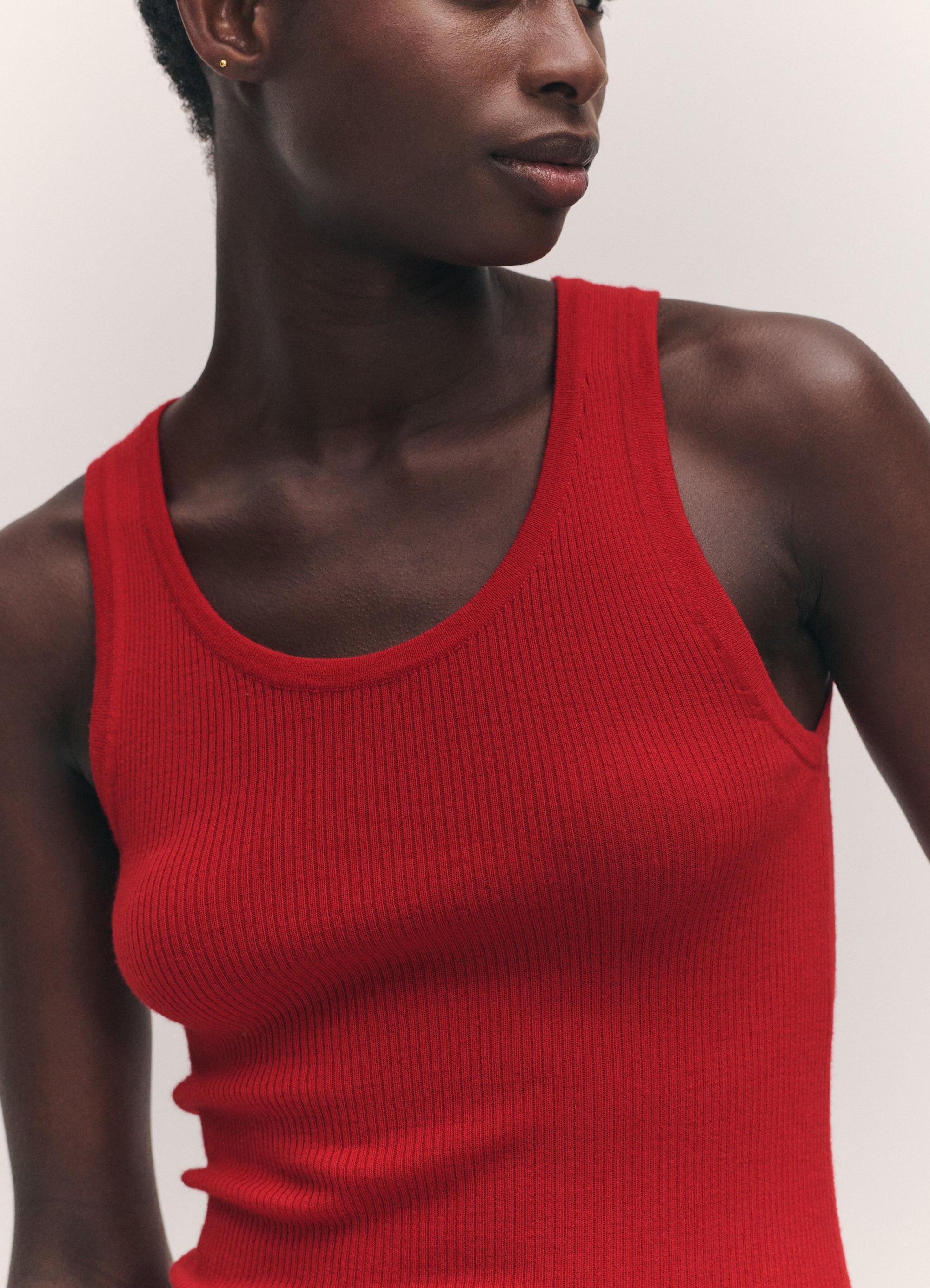 Tierna Fine Rib Merino Tank in Poppy Red – &Daughter