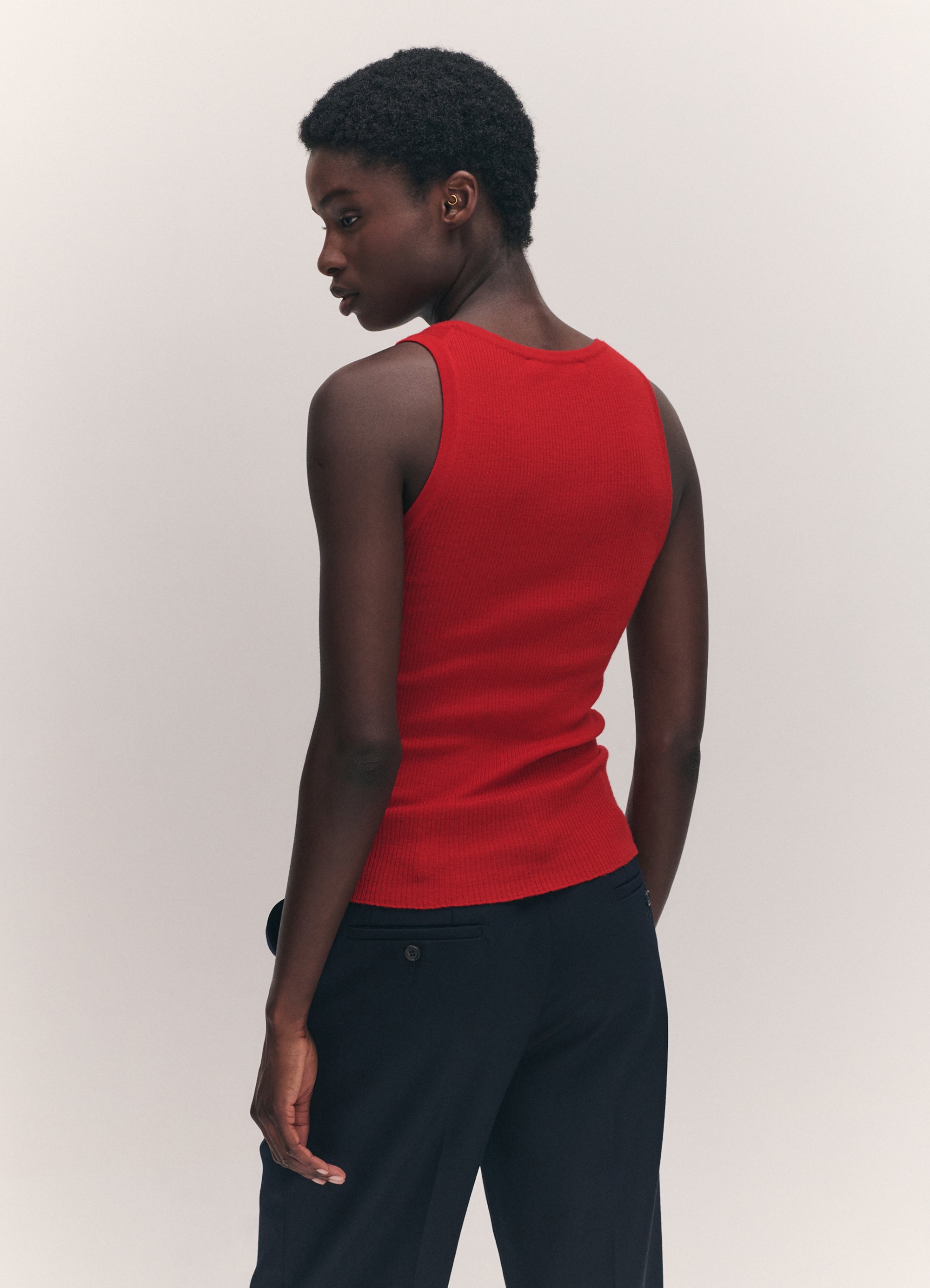 Tierna Fine Rib Merino Tank in Poppy Red – &Daughter