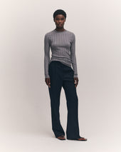 Arklow Extrafine Merino Ribbed Crewneck in Grey