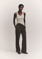Tierna Fine Rib Merino Tank in Ecru