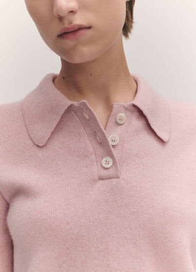 Edie Polo Shirt in Pale Pink